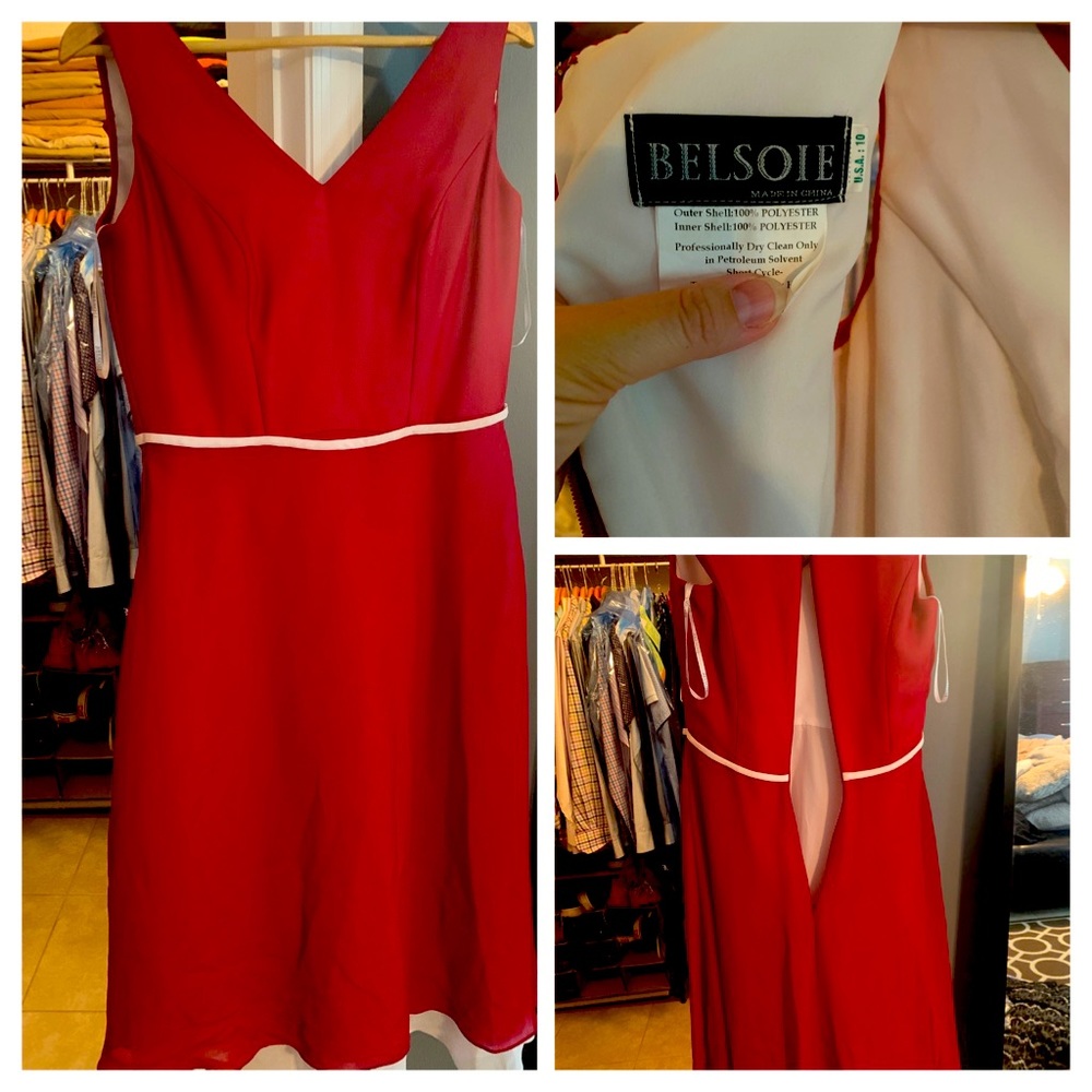 Red chiffon midi dress